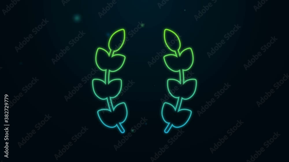 Glowing neon line Laurel wreath icon isolated on black background. Triumph symbol. 4K Video motion graphic animation Glowing neon line Laurel wreath icon isolated on black background. Triumph symbol. 4K Video motion graphic animation