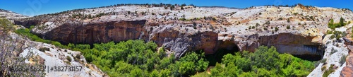 Upper Calf Creek Falls views from the hiking trail of Waterfalls Grand Staircase-Escalante National Monument between Boulder and Escalante off Highway 12 in Southern Utah. United States.