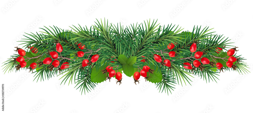 Festive Christmas or New Year garland. Christmas Tree Branches. Holiday's Background. Festive Christmas or New Year garland. Christmas Tree Branches. Holiday's Background.