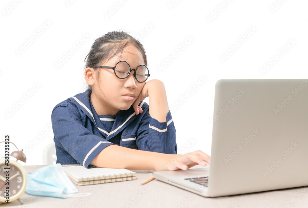 Tried student fell asleep while doing homework with the laptop Tried student fell asleep while doing homework with the laptop