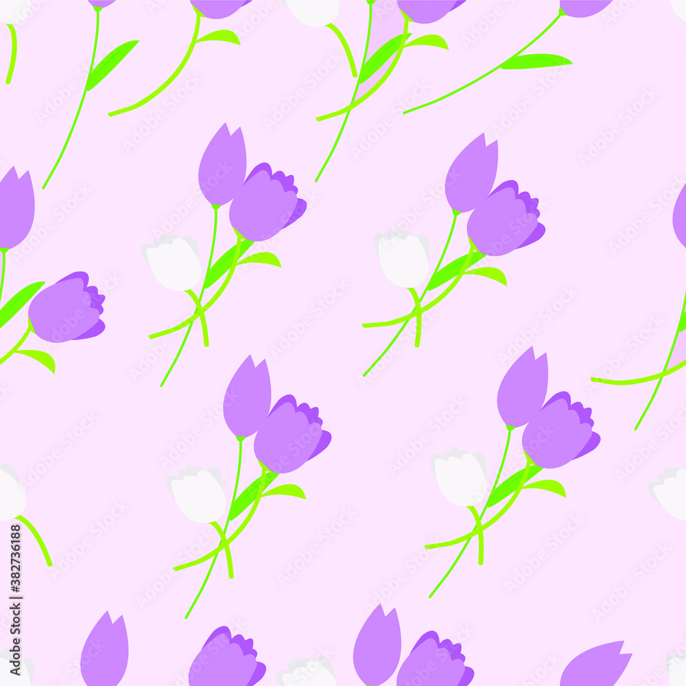 Illustration Vector Graphic of Purple Flower Seamless Pattern