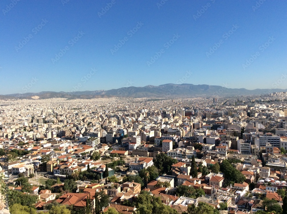 Athens city view with blue skyline Athens city view with blue skyline