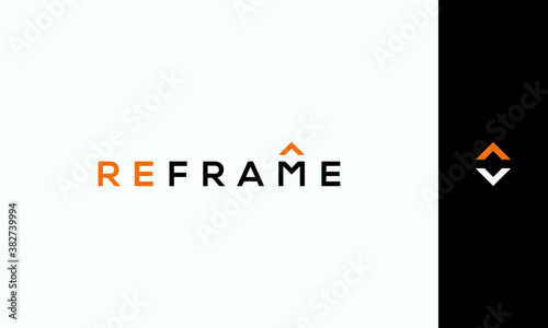 illustration vector graphic of simple, modern, negative space, abstract word mark, wordmark combination letter M and frame icon for business framing logo design