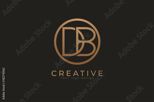 Abstract initial letter D and B logo, circle and letter CD combination, usable for branding and business logos, Flat Logo Design Template, vector illustration