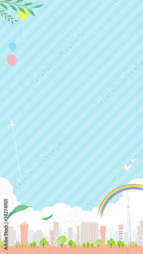 Townscape summer_rainbow city 16-9 vertical