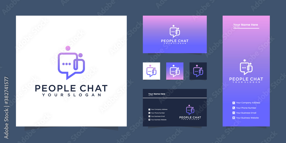 Social people Chat Logo and business card