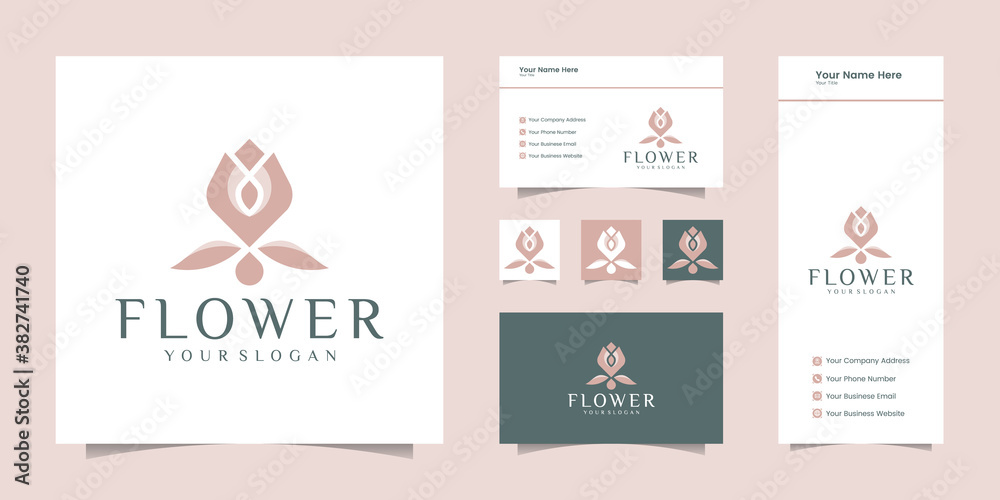 Minimalist elegant flower rose line art style. luxury beauty salon, fashion,cosmetic, yoga and spa products. logo design and business card Minimalist elegant flower rose line art style. luxury beauty salon, fashion,cosmetic, yoga and spa products. logo design and business card