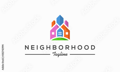 illustration vector graphic of modern, colorful, trendy, fancy, sophisticated, abstract mark for home, real estate, brokerage, building, neighborhood logo design