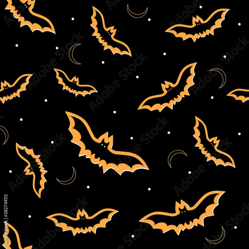 Pattern for Halloween bats on black background  vector illustration in flat style  print  texture  textile  design  decoration  background  Wallpaper