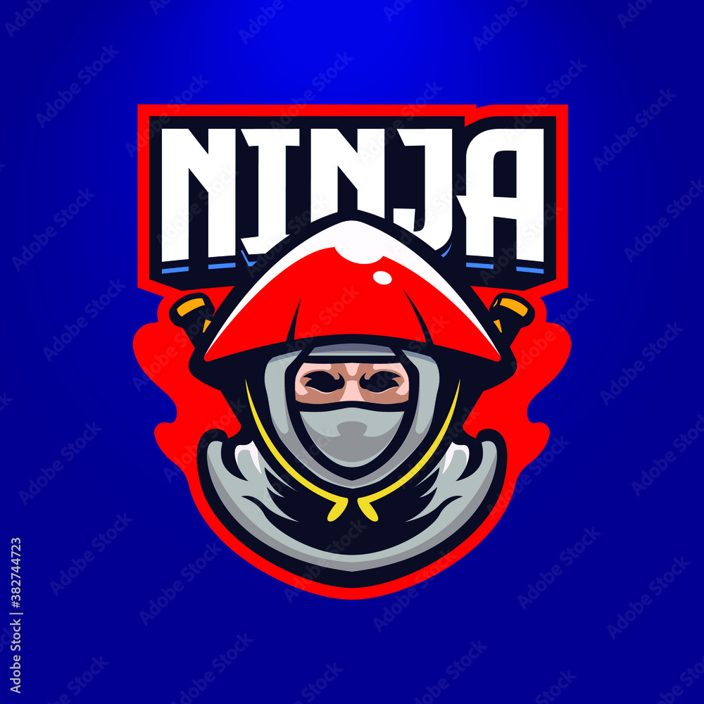 Ninja assassin e-sport team logo emblem design