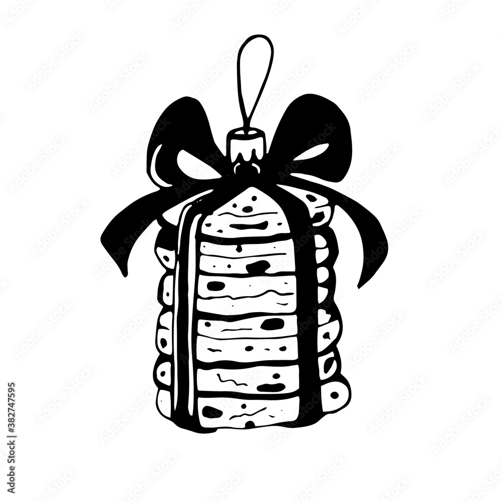 Christmas toy in the form of cookies . Vector illustration in Doodle style. You can use it for the design of printed products, social networks as a decorative element. Christmas toy in the form of cookies . Vector illustration in Doodle style. You can use it for the design of printed products, social networks as a decorative element.