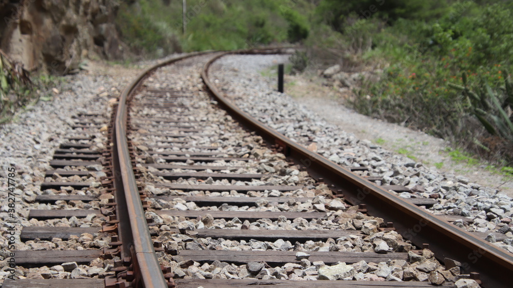 Fototapeta premium Rieles de ferrocaril, rieles de tren
