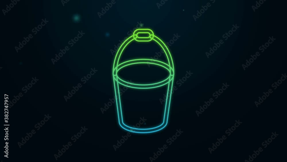 Glowing neon line Fire bucket icon isolated on black background. Metal bucket empty or with water for fire fighting. 4K Video motion graphic animation Glowing neon line Fire bucket icon isolated on black background. Metal bucket empty or with water for fire fighting. 4K Video motion graphic animation