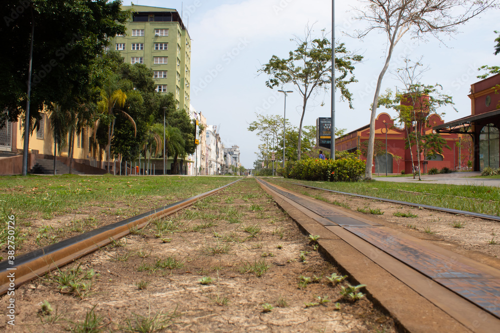 Fototapeta premium railway in the city