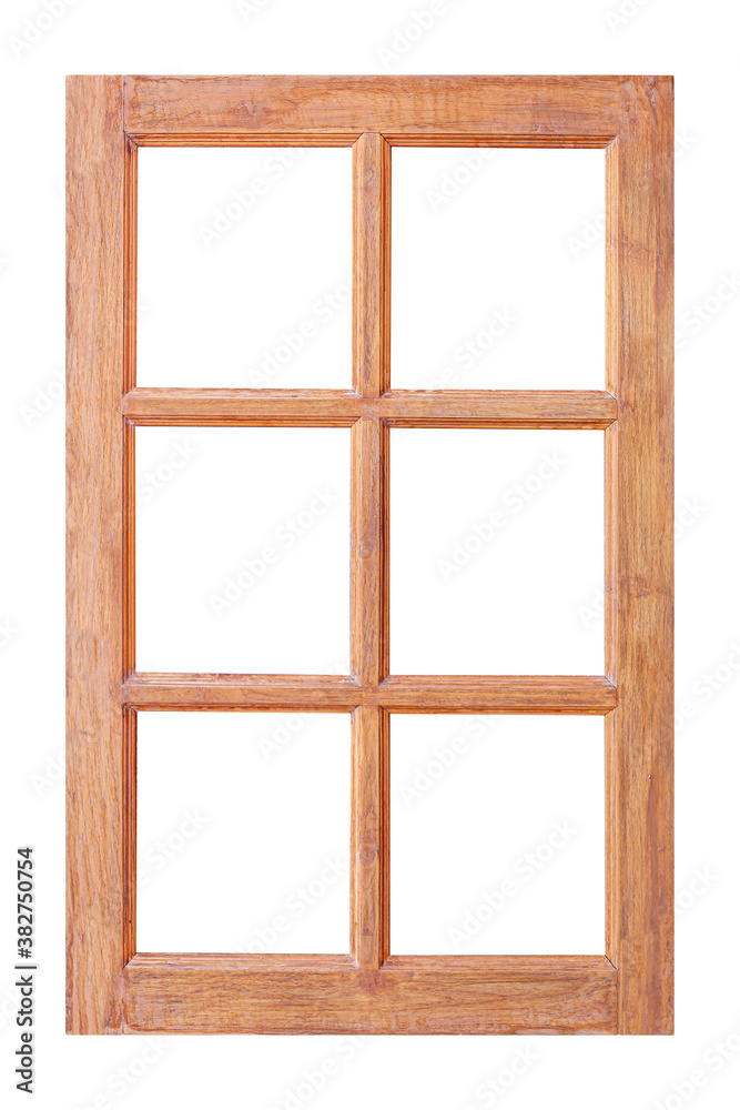 Old frame wooden window isolated on white background with clipping path included. Old frame wooden window isolated on white background with clipping path included.