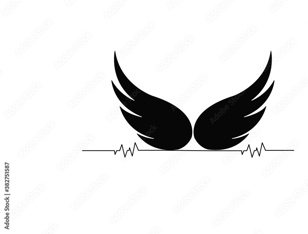Obraz premium Wings icon on white background on white background