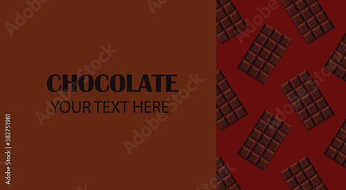 Banner with chocolate on a dark background with space for text