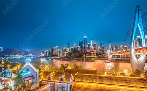 Chongqing night view and architectural landscape skyline