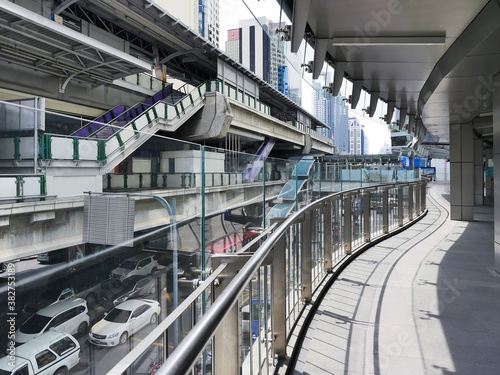 Photography mass rapid transit station and platform with skywalk corridor in bangkok a metro