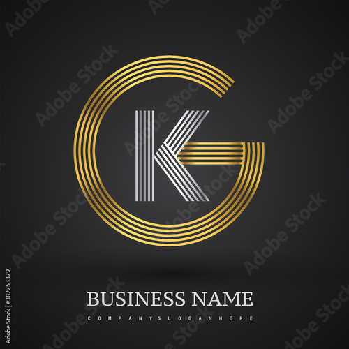 Letter GK linked logo design circle G shape. Elegant gold and silver colored, symbol for your business name or company identity.