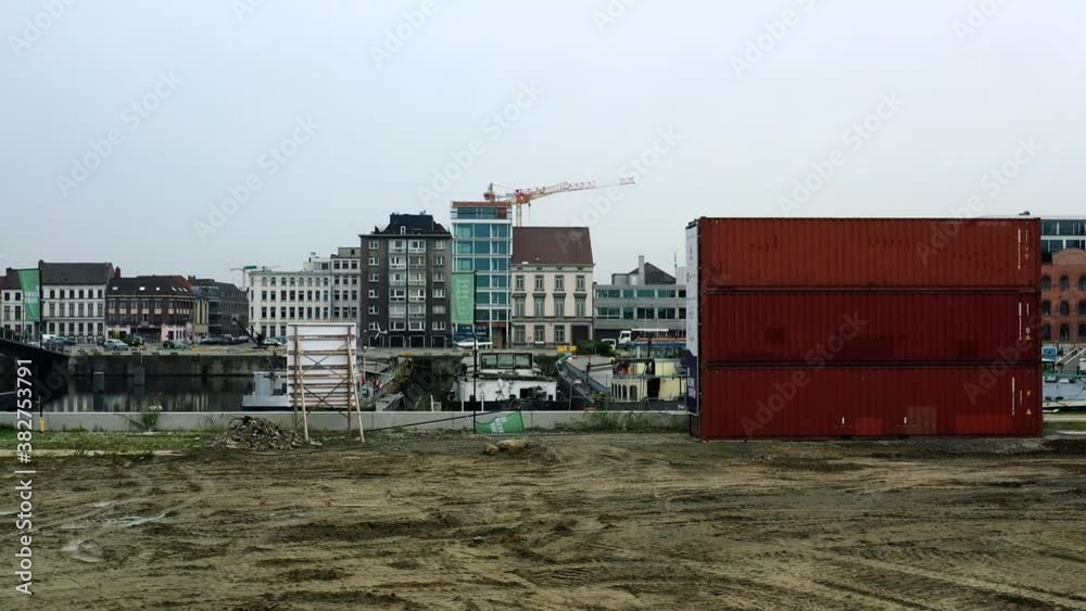 Medium, jib, industrial cityscape on an overcast day, Gent, Belgium Medium, jib, industrial cityscape on an overcast day, Gent, Belgium