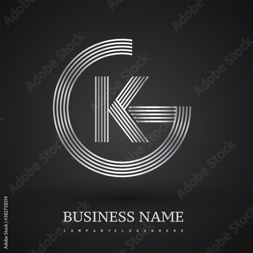 Letter KG logo design circle G shape. Elegant silver colored, symbol for your business name or company identity.