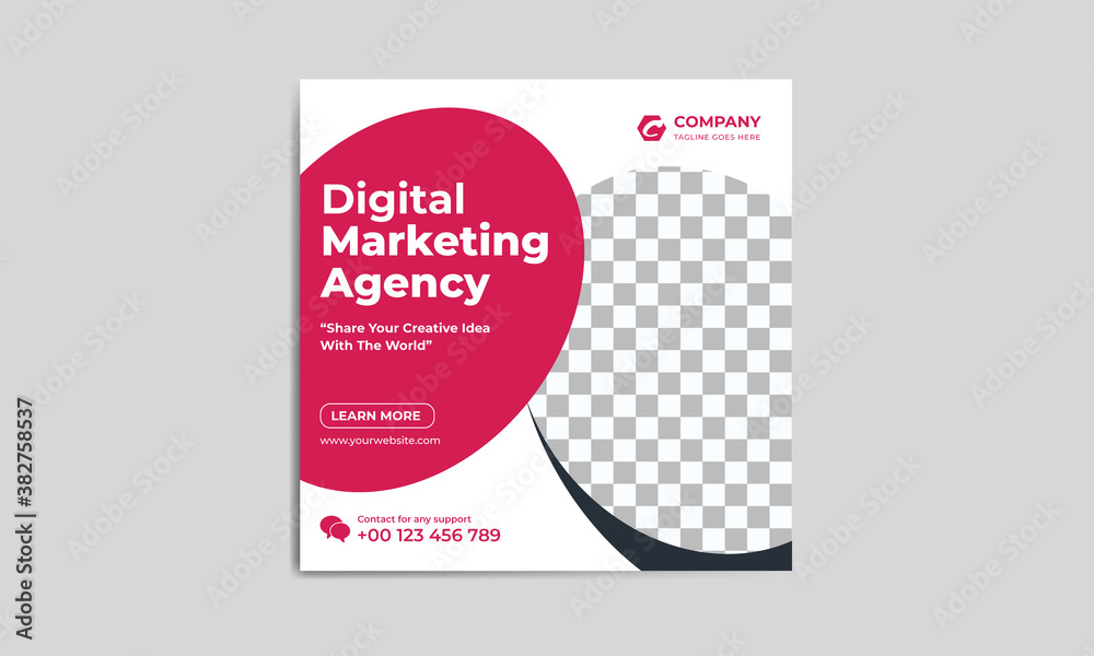 Fototapeta premium Digital marketing agency social media post, creative marketing, corporate marketing social banner template.