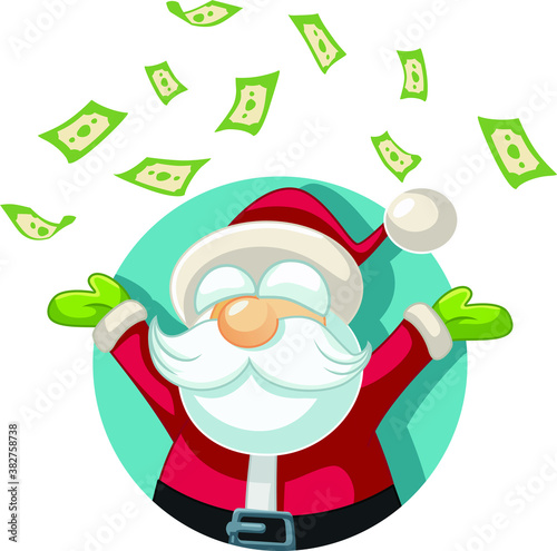 Happy Santa Claus Throwing Money up in the Air