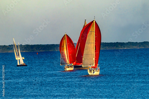 Evening Races Sailboats Racing Padanaram Harbor Dartmouth Massachusetts