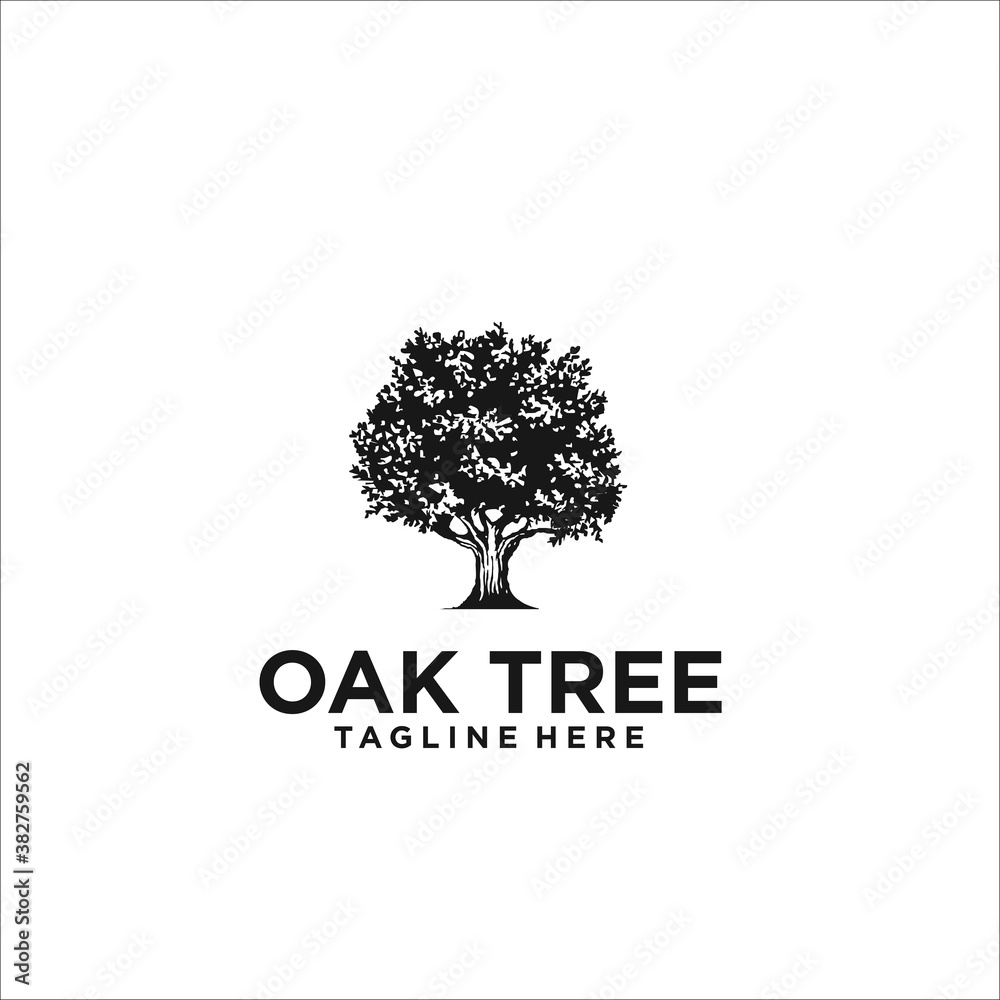 oak tree logo design template silhouette vector