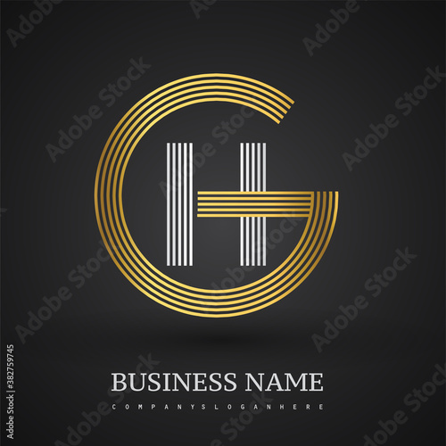 Letter GH linked logo design circle G shape. Elegant gold and silver colored, symbol for your business name or company identity.