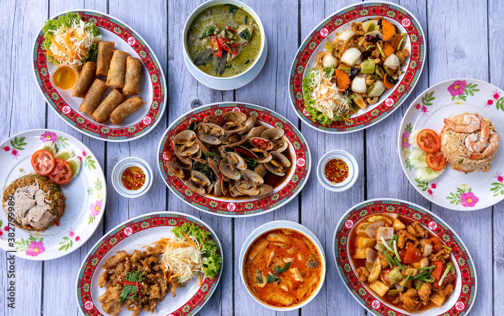 Thai Food Mixes of Fried Rice, noodles and soups