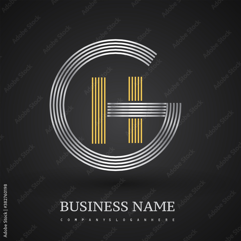 Letter GH logo design circle G shape. Elegant silver and gold colored, symbol for your business name or company identity. Letter GH logo design circle G shape. Elegant silver and gold colored, symbol for your business name or company identity.