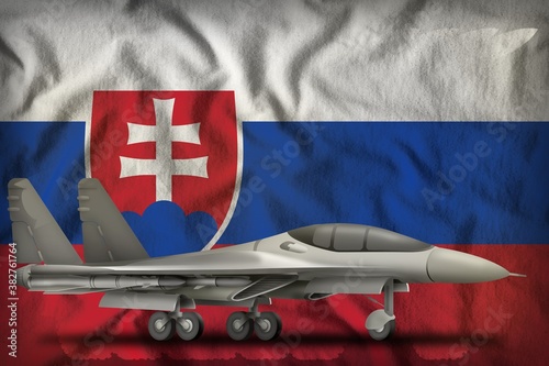 Obraz na plátně fighter, interceptor on the Slovakia state flag background