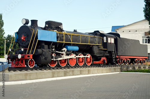 old locomotive as a monument