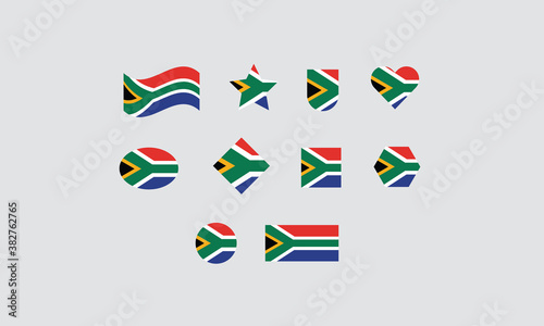 South Africa set flag shape vector illustration