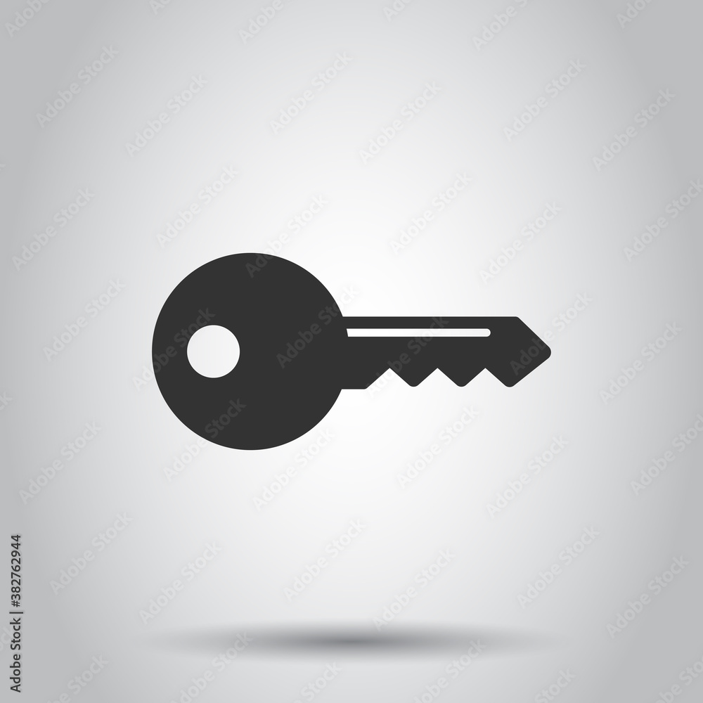 Key icon in flat style. Password vector illustration on white isolated background. Access business concept. Key icon in flat style. Password vector illustration on white isolated background. Access business concept.