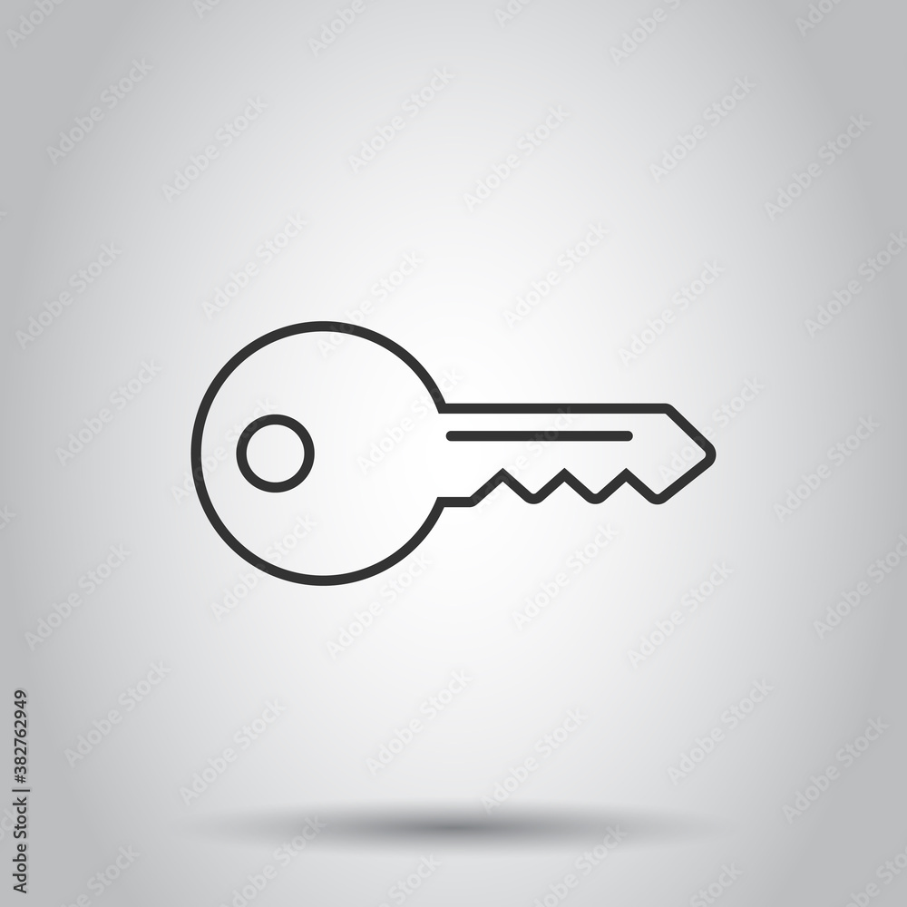 Key icon in flat style. Password vector illustration on white isolated background. Access business concept. Key icon in flat style. Password vector illustration on white isolated background. Access business concept.