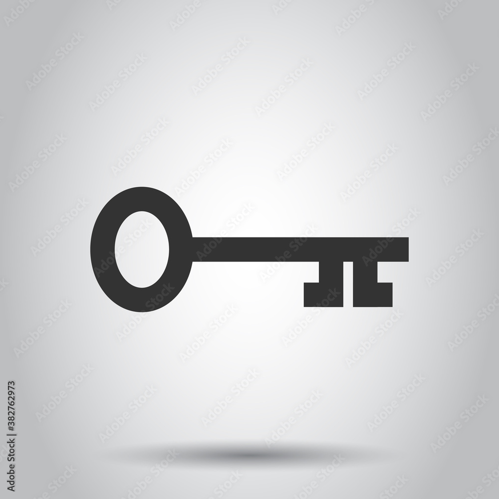 Key icon in flat style. Password vector illustration on white isolated background. Access business concept. Key icon in flat style. Password vector illustration on white isolated background. Access business concept.