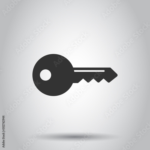 Key icon in flat style. Password vector illustration on white isolated background. Access business concept. © Lysenko.A