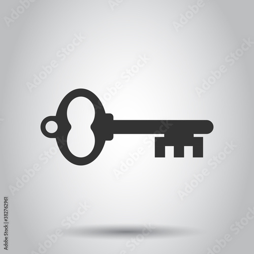 Key icon in flat style. Password vector illustration on white isolated background. Access business concept.