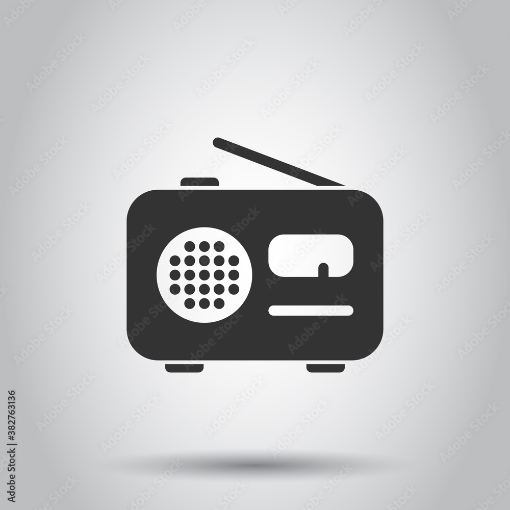 Radio icon in flat style. Fm broadcast vector illustration on white isolated background. Radiocast business concept. Radio icon in flat style. Fm broadcast vector illustration on white isolated background. Radiocast business concept.