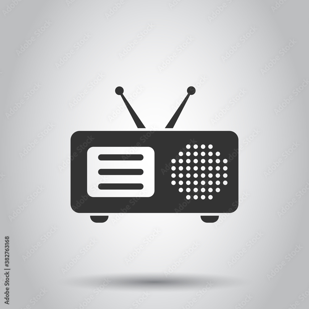 Radio icon in flat style. Fm broadcast vector illustration on white isolated background. Radiocast business concept. Radio icon in flat style. Fm broadcast vector illustration on white isolated background. Radiocast business concept.