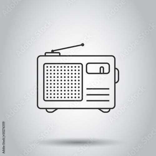 Radio icon in flat style. Fm broadcast vector illustration on white isolated background. Radiocast business concept.
