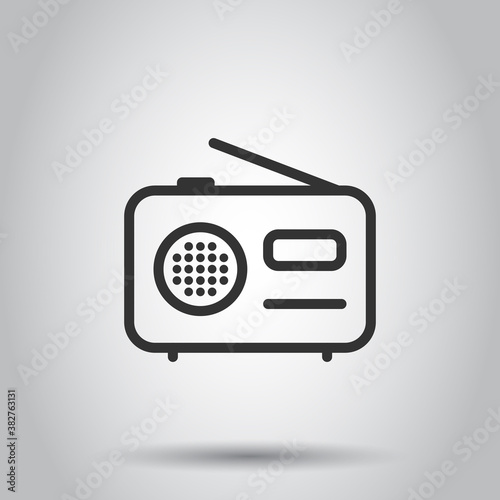 Radio icon in flat style. Fm broadcast vector illustration on white isolated background. Radiocast business concept.