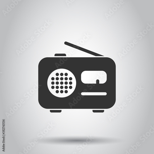 Radio icon in flat style. Fm broadcast vector illustration on white isolated background. Radiocast business concept.