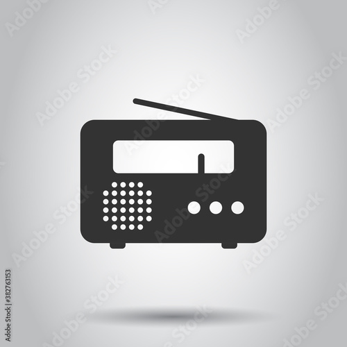 Radio icon in flat style. Fm broadcast vector illustration on white isolated background. Radiocast business concept.