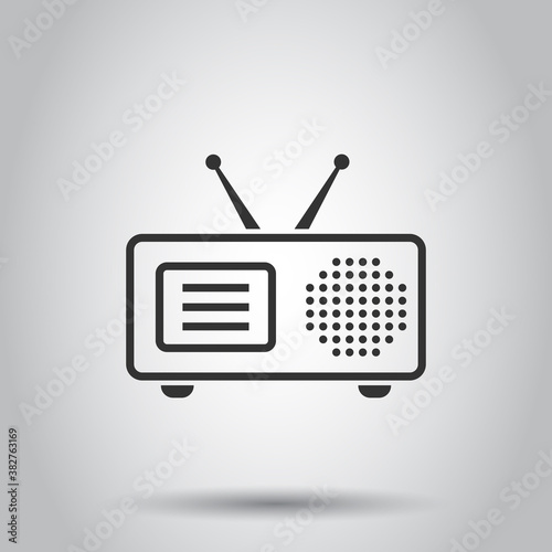 Radio icon in flat style. Fm broadcast vector illustration on white isolated background. Radiocast business concept.