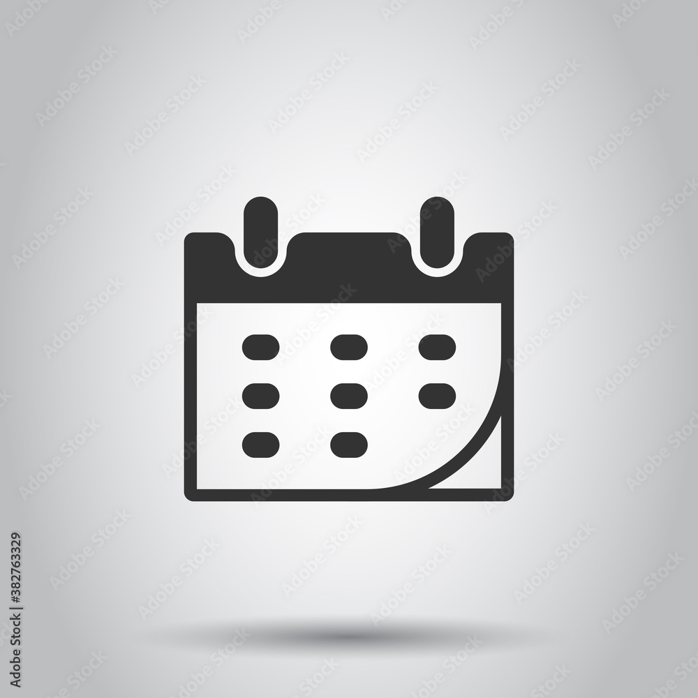 Calendar icon in flat style. Agenda vector illustration on white isolated background. Schedule planner business concept. Calendar icon in flat style. Agenda vector illustration on white isolated background. Schedule planner business concept.
