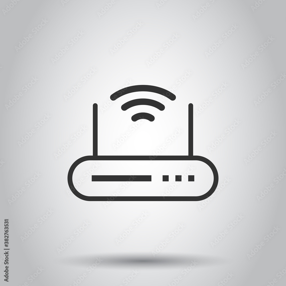 Wifi router icon in flat style. Broadband vector illustration on white isolated background. Internet connection business concept. Wifi router icon in flat style. Broadband vector illustration on white isolated background. Internet connection business concept.